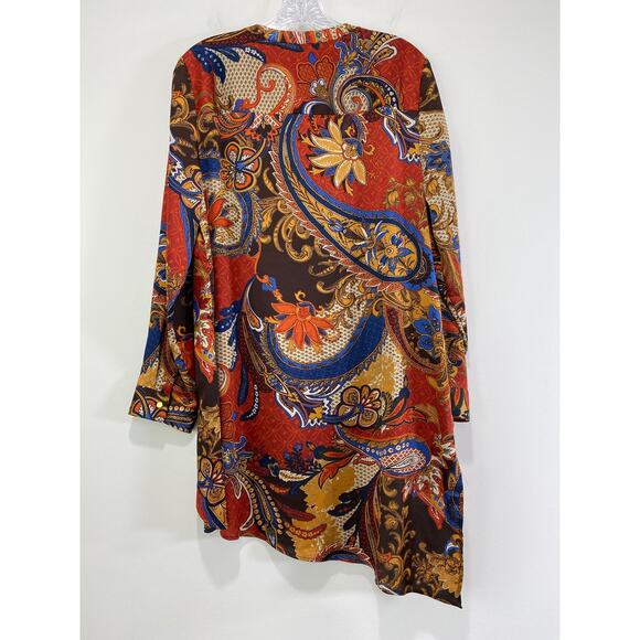 Chico's Victorian Style Asymmetrical Paisley Peasant Tunic Top Size M 1 Flowy - Picture 11 of 11